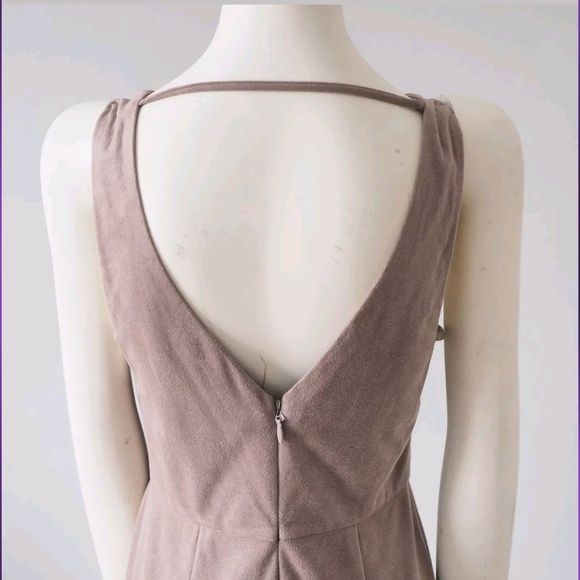 BCBGMAXAZRIA Mathilde Faux Suede Deep V Neck Dress - Picture 4 of 8